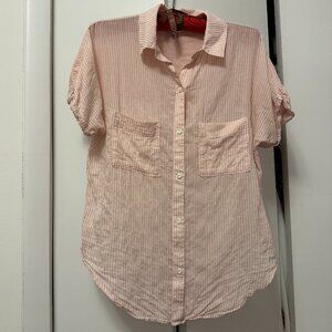 cloth & stone button down shirt, pink & white stripes, xs